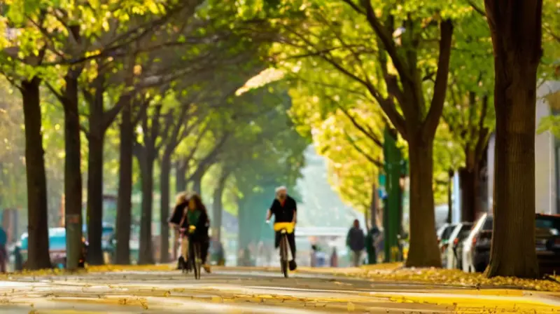 Escena urbana vibrante y llena de vida