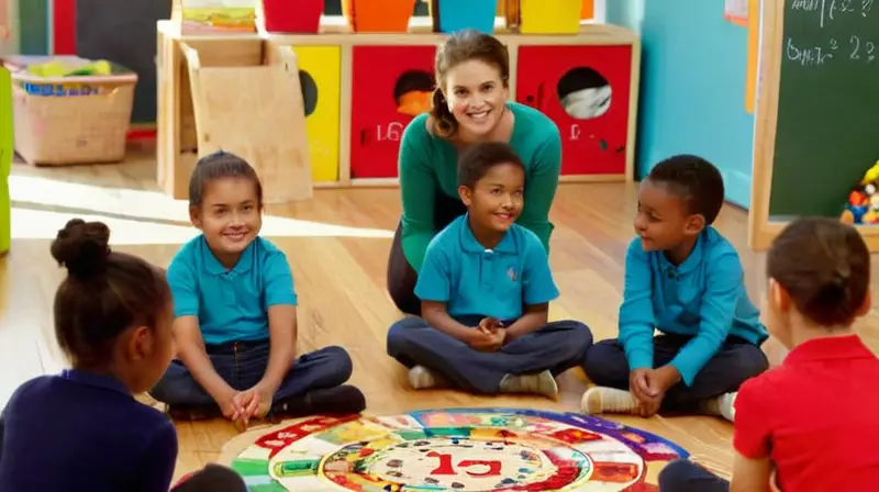 Aula colorida y alegre con niños aprendiendo